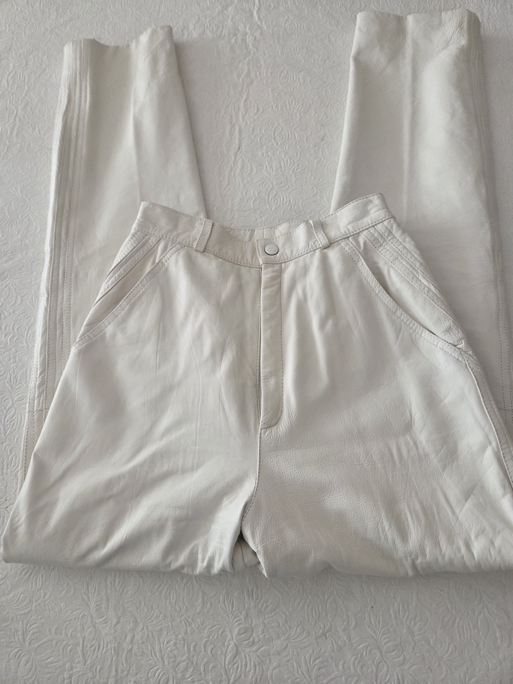 Suzelle Cream 100% Leather Pants 80s